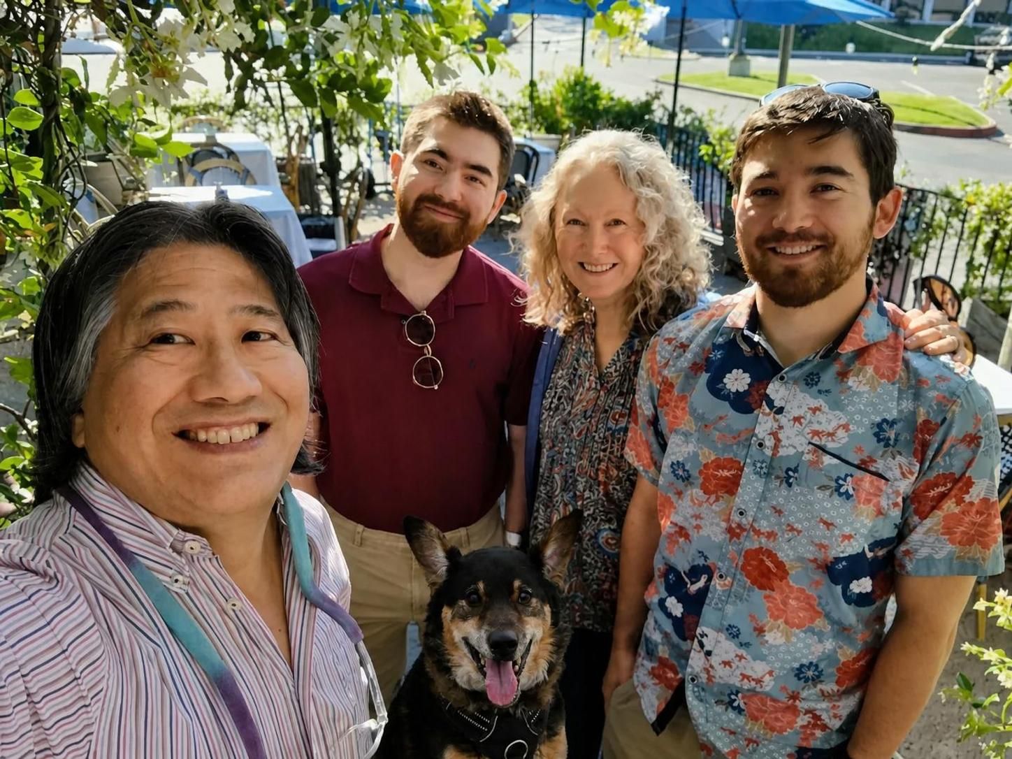 Bad composite photo of the Kuraoka family, May 2026